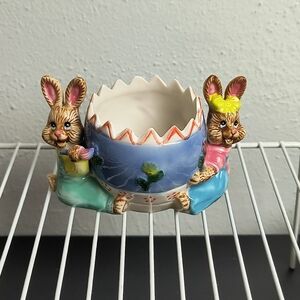 Easter Bunny Candy Nut Dish Ceramic